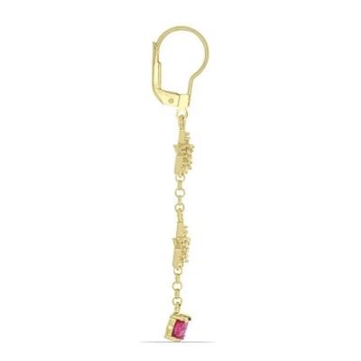 BUY 925 SILVER STAR DROP EARRINGS WITH NATURAL INDIAN RUBY & CZ – GOLD PLATED